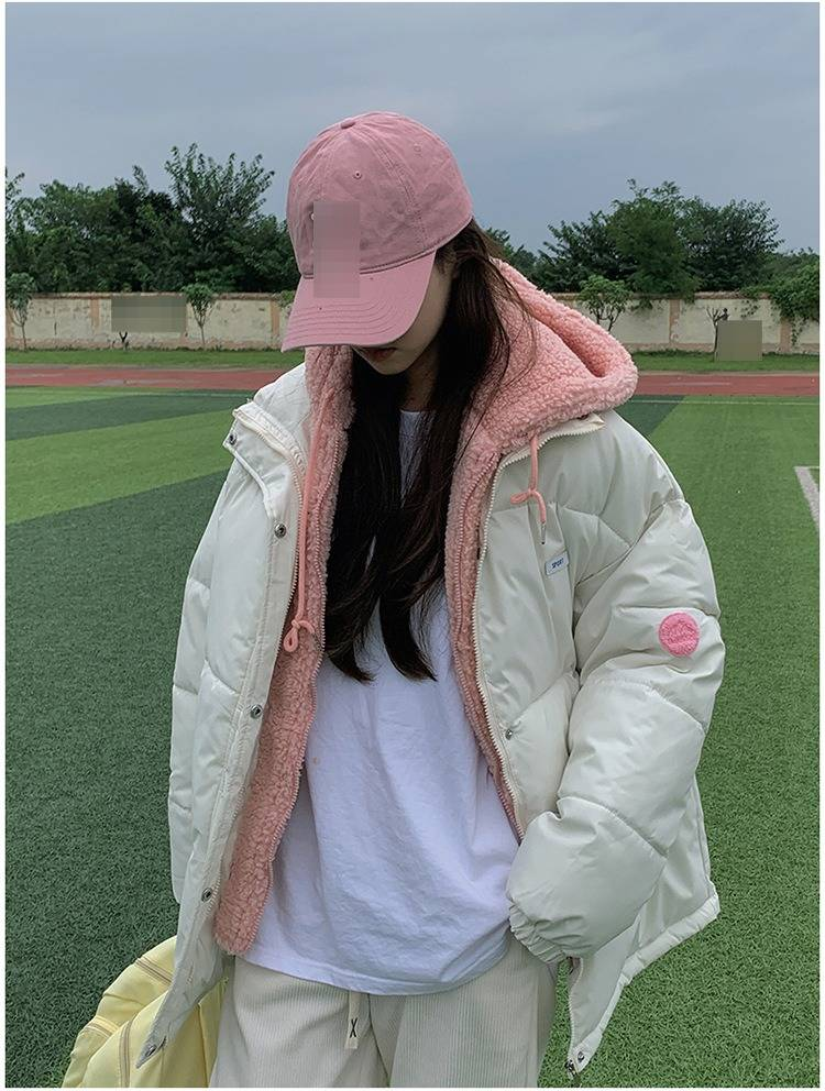 Women's Plush Winter Coat , Thickened Puffer Jacket With Fake Two-Piece Design, Korean Style Soft Hooded Outerwear In Black And Beige_voghion.com