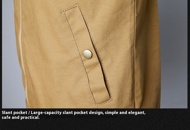 Freizeitjacke aus Baumwolle für Herren – leichte, atmungsaktive, winddichte Bomberjacke für den Außenbereich für Frühling und Herbst (Khaki, Schwarz, Armeegrün)_voghion.com