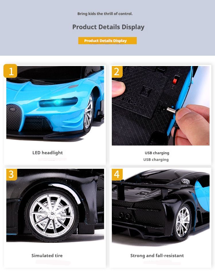 1:16 Scale RC Drift Racing Car – 4-Channel Wireless Remote Control Toy With LED Lights & Anti-Crash Design – High-Speed Stunt Car For Boys & Girls_voghion.com
