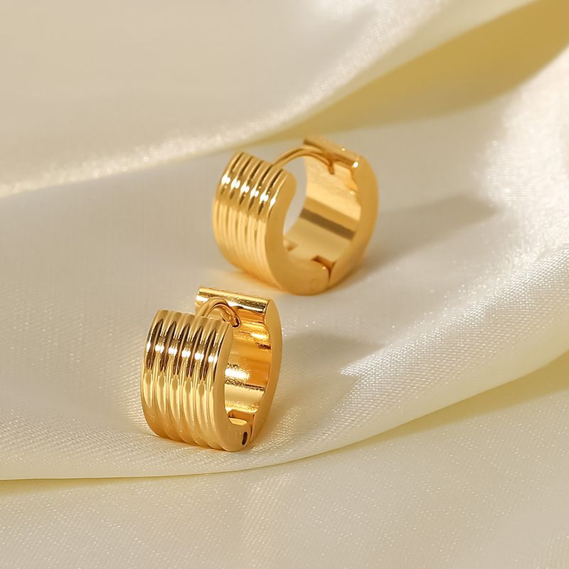 Orecchini da donna in acciaio al titanio, orecchini in oro K a coste larghe in acciaio inossidabile, orecchini alla moda con personalità_voghion.com