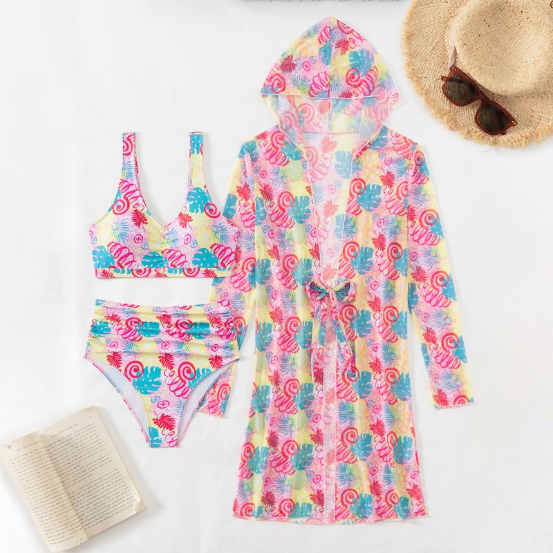 Clothing Multi Color Printing Sexy High End Bikini Three Piece Women's Swimsuit_voghion.com