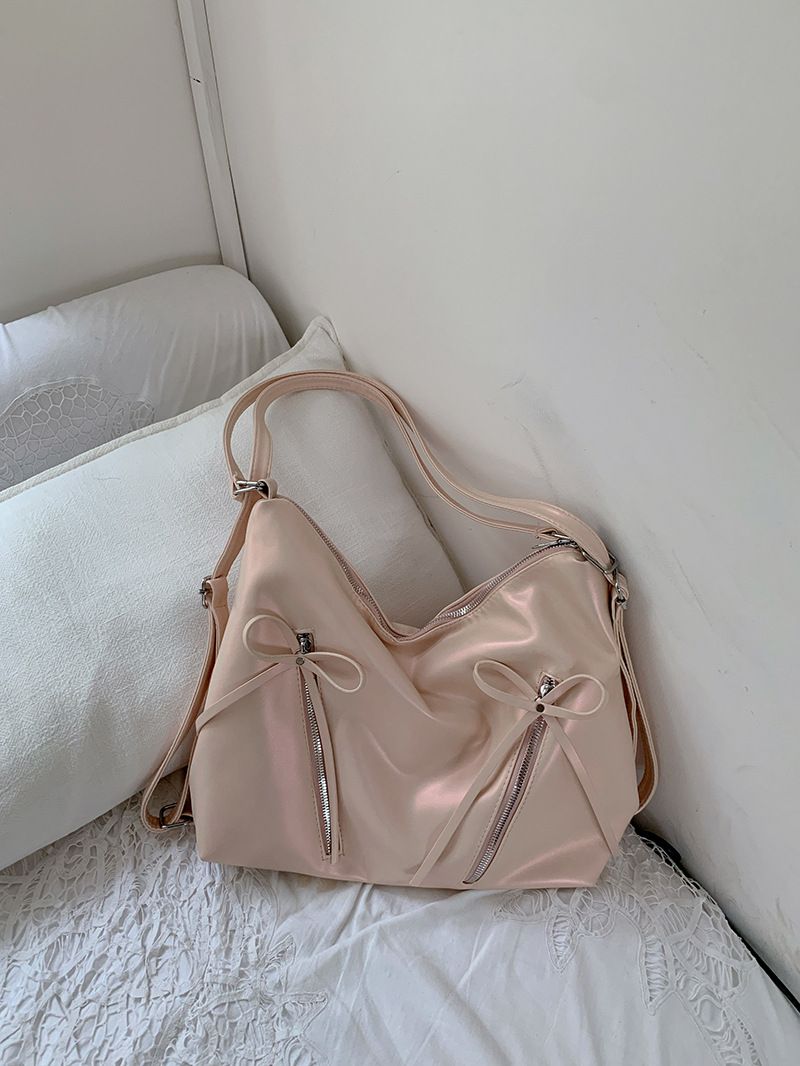 Zaino a forma di fiocco per donna 2024 nuova borsa tote coreana alla moda casual grande capacità spalla singola posteriore_voghion.com