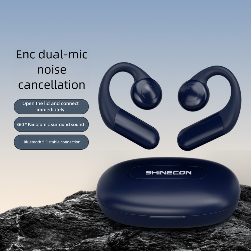 Qianhuan OWS Open Bluetooth Earphones True Wireless Non-In-Ear 5.3 Long Battery Life ENC Noise Cancelling Ear Hook Style_voghion.com