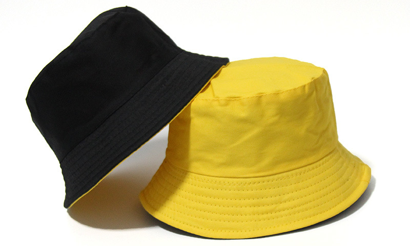 Black Solid Dots Bucket Hat Two Side Wear Unisex Simple Bob Caps Hip Hop Gorros Men Women Panama Cap Beach Fishing_voghion.com