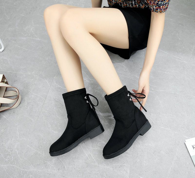 Small Size Fall/Winter French Style Flat Bottom Fleece-ed Boots_voghion.com