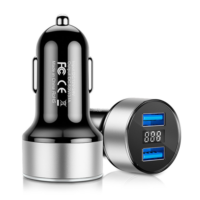 Charge Your Phone On The Go With Our Dual USB Smart Car Phone Charger With Digital Display_voghion.com