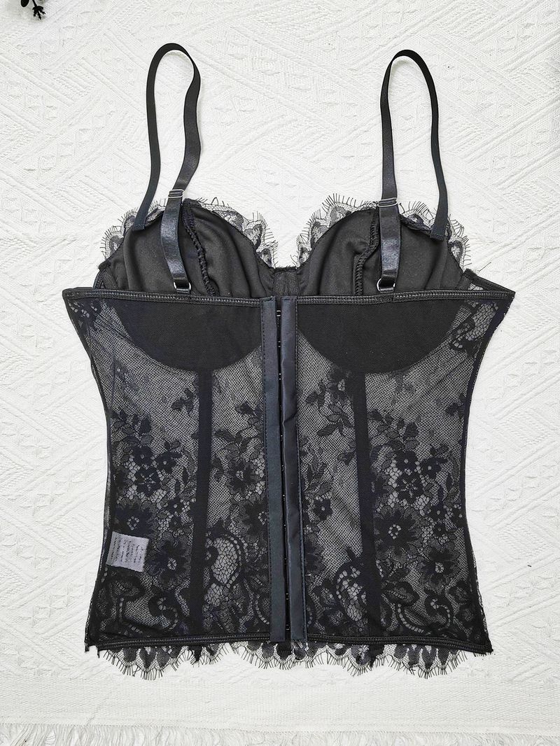Stil Sexy Durchsichtige Spitzen-Hosenträger Grenzüberschreitende Damenbekleidung Fischgräten-umwickelte Brust Zugeknöpfte kleine Hosenträger Innenbekleidung_voghion.com