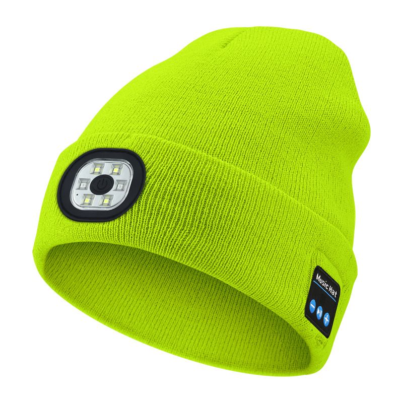 removable and rechargeable LED luminous lighting hat Bluetooth music knitted hat_voghion.com