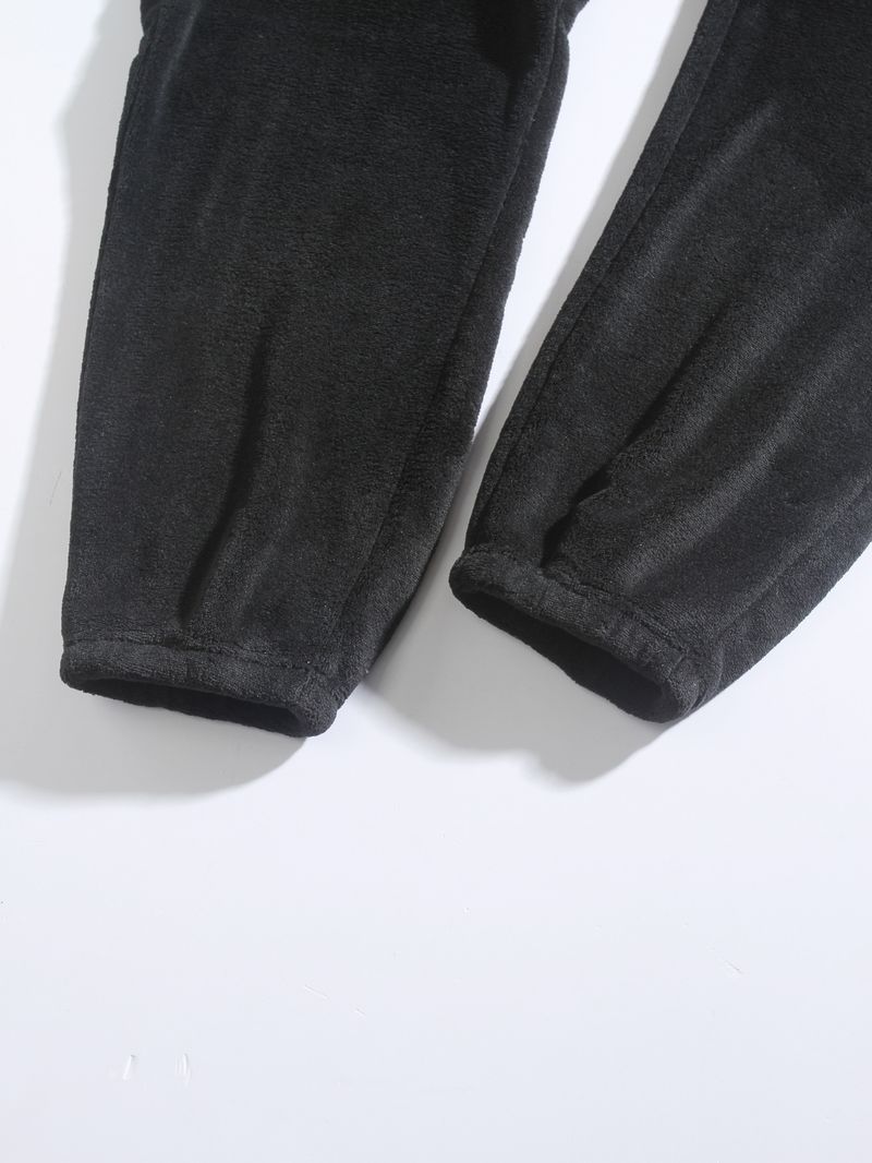 Conjunto de sudadera y jogger de polar extragrande para hombre: ropa de estar por casa acogedora para el invierno (tallas S-2XL, 260 g/m², manga raglán, gris, negro y camel)_voghion.com