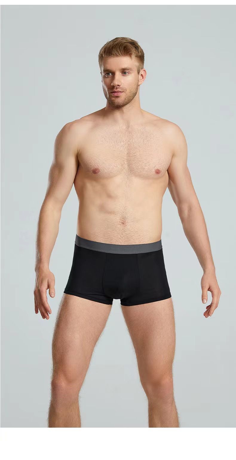 Boxer en modal antibactérien respirant et sans coutures pour homme, style années 50, entrejambe en soie, doux, très élastique, sensation chair, grande taille_voghion.com