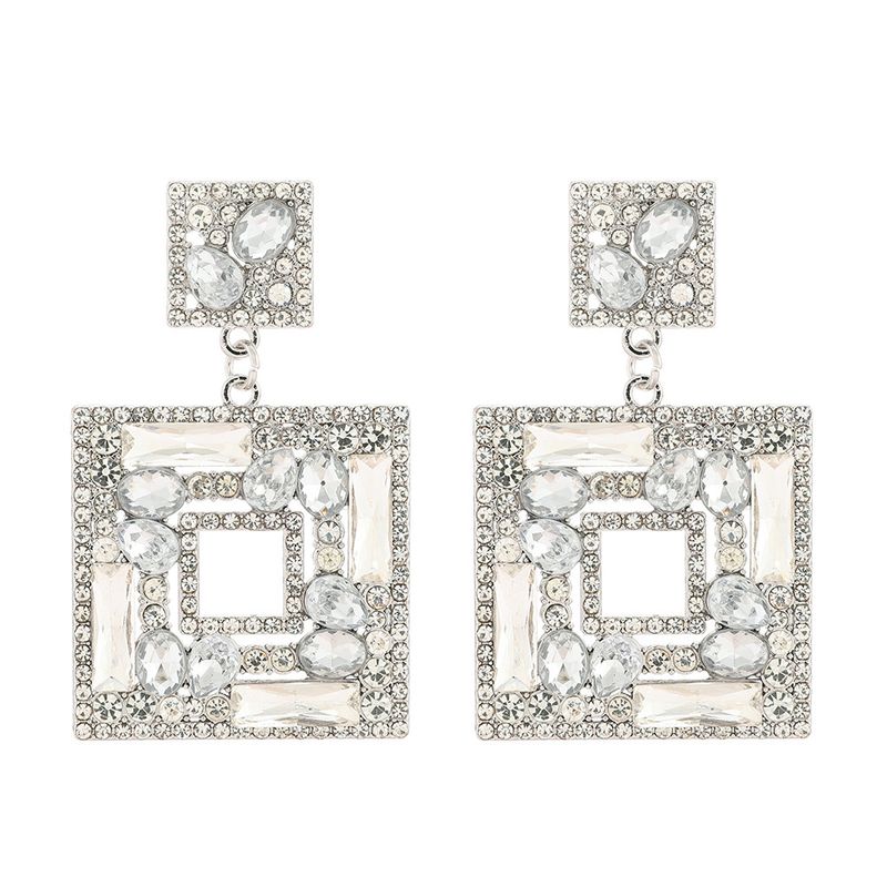 Orecchini grandi con piastra, orecchini quadrati con diamanti, orecchini di gioielli di moda alla moda INS_voghion.com