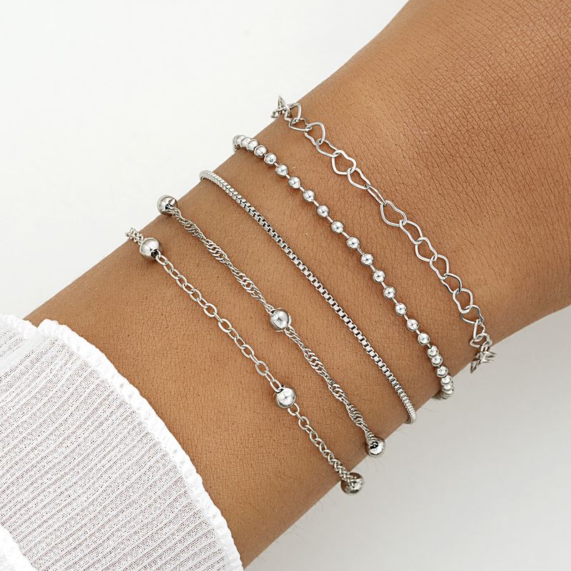 hot Sale 5-piece Suit Women's Alloy Bead Box Chain Bracelet Set_voghion.com