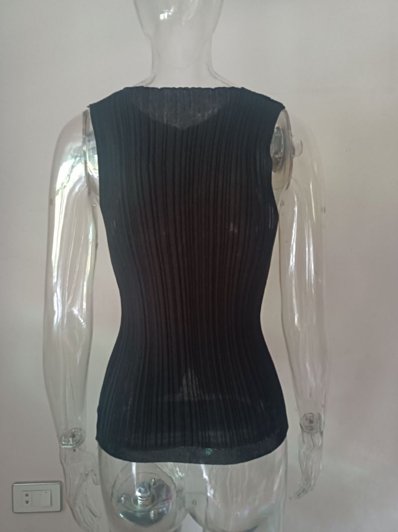 Débardeur sans manches pour femme - Débardeur d'été décontracté en polyester, coupe ajustée, respirant et léger, polyvalent pour la superposition_voghion.com