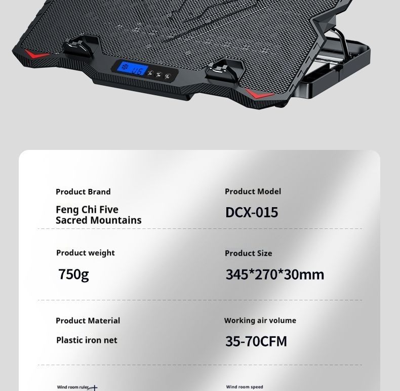Laptop Cooler 15.6inch Stand Base Pad Air Cooling Gaming Fan Silent Portable_voghion.com