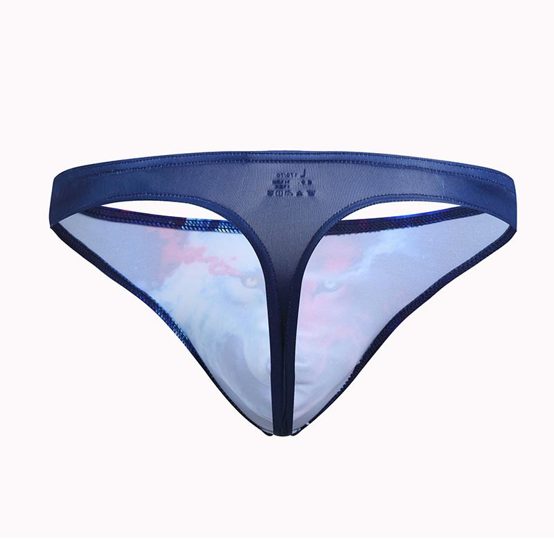 Men's Sexy Low Waist Printed U Convex Pouch Three-Dimensional Space T-Pants Thong_voghion.com