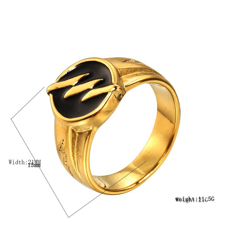 Anello da uomo in acciaio inossidabile con placcatura sottovuoto in resina con motivo a fulmine hip-hop_voghion.com