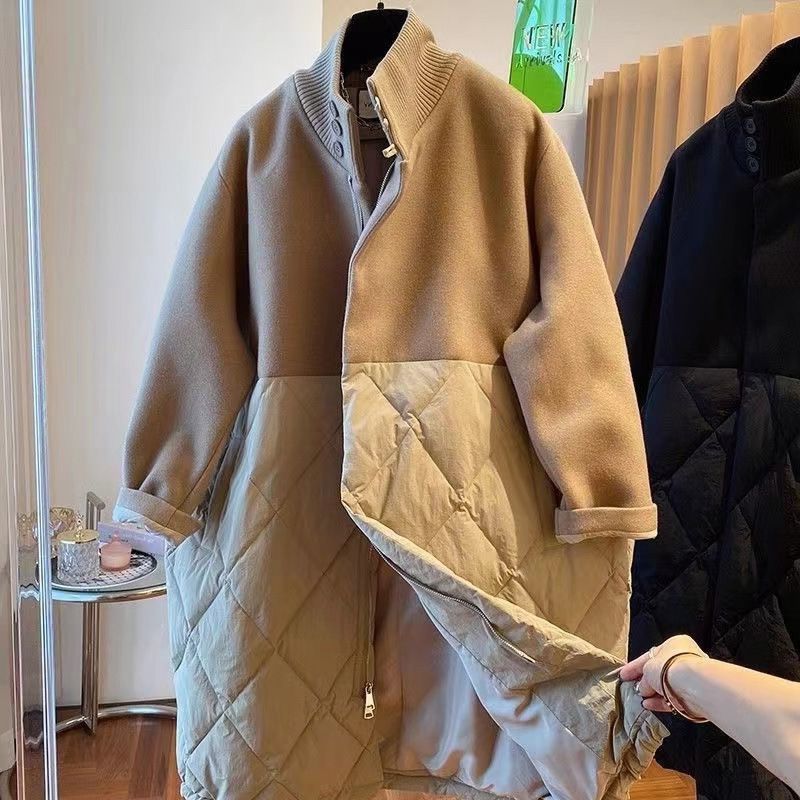 Oblačila velikih velikosti, dizajn Fat Mm, nišna volnena oblačila iz bombaža, ženska srednje dolga do dolga zimska jakna_voghion.com