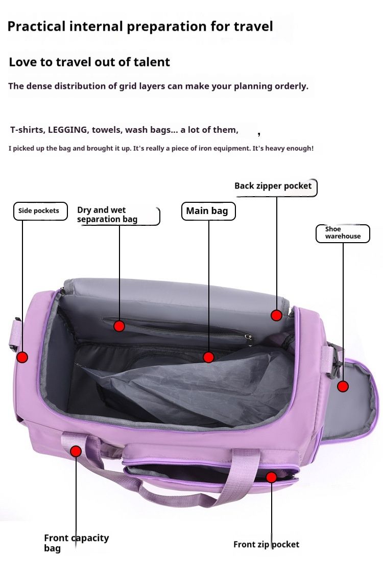 Einschultrige und Crossbody-Yoga-Fitnesstasche, Schwimmtrainingstasche mit großem Fassungsvermögen für Damen, Reisetasche für kurze Strecken_voghion.com