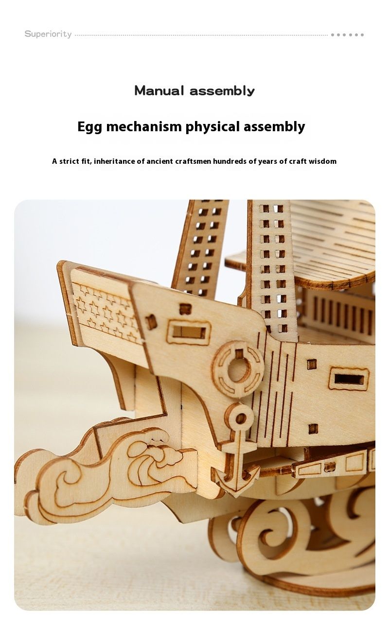 DIY handgefertigte hölzerne Ozean Segelboot Modell 3D Puzzle Geschenk für Kinder Spielzeug Desktop-Dekoration_voghion.com