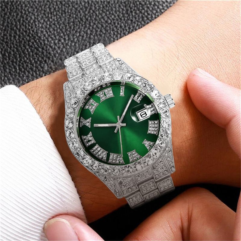 New Men's Quartz Watch With Steel Band And Diamond Decoration_voghion.com