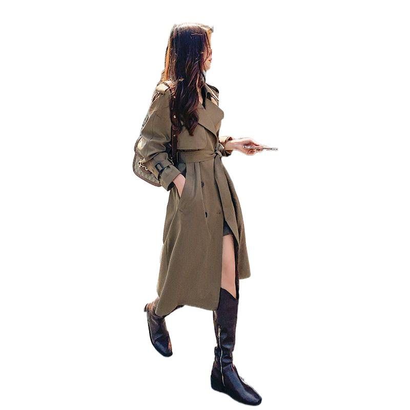 Trench elegante di media lunghezza, drappeggiato, con cintura in vita, stile francese, nuovo modello primavera e autunno 2025 per le donne_voghion.com