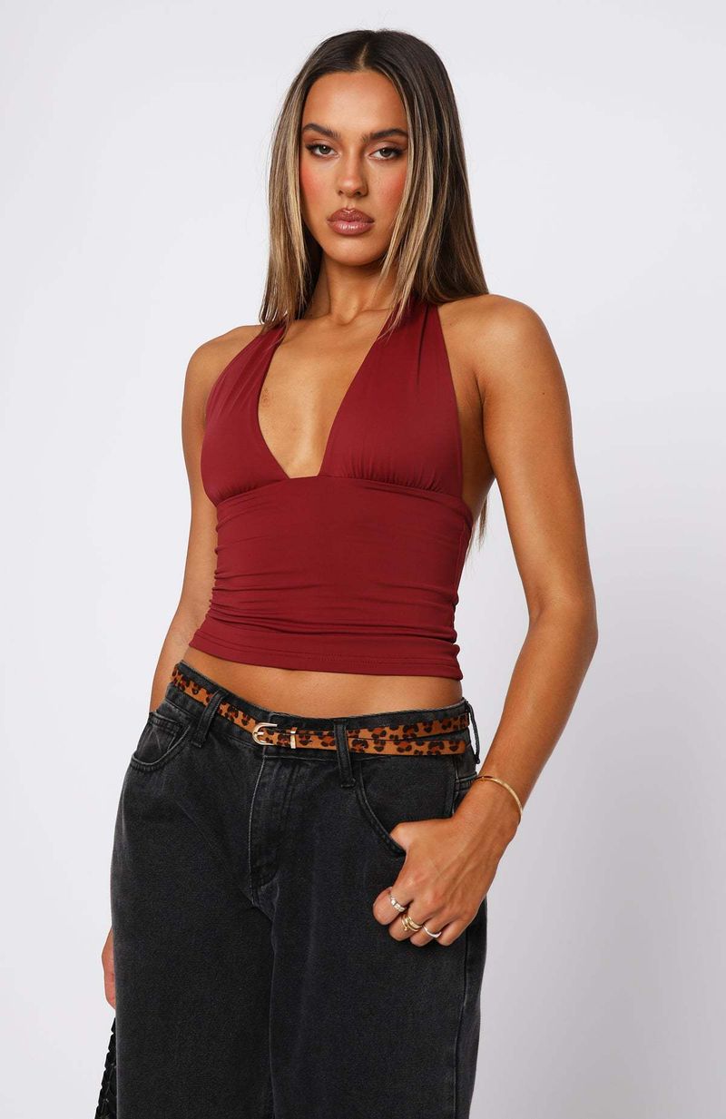 Canotta da donna sexy con scollo a V profondo, senza spalline, vestibilità attillata, tinta unita, semplice e piccola_voghion.com