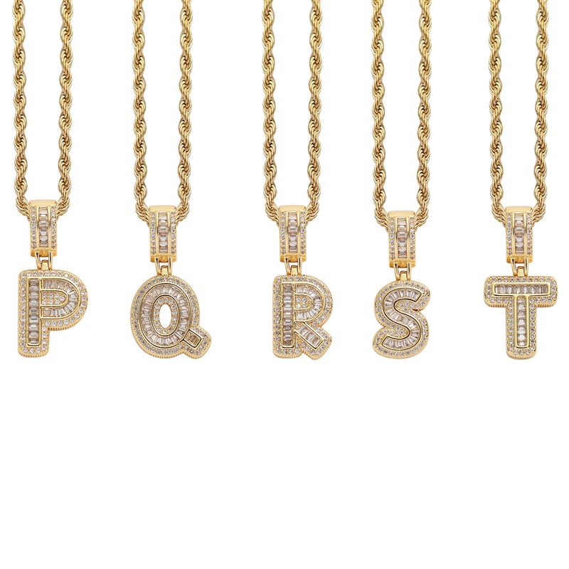 Collana hip hop rock sugar square zirconio ciondolo lettera inglese moda hip hop uomo e donna lettera collana personalità alla moda_voghion.com