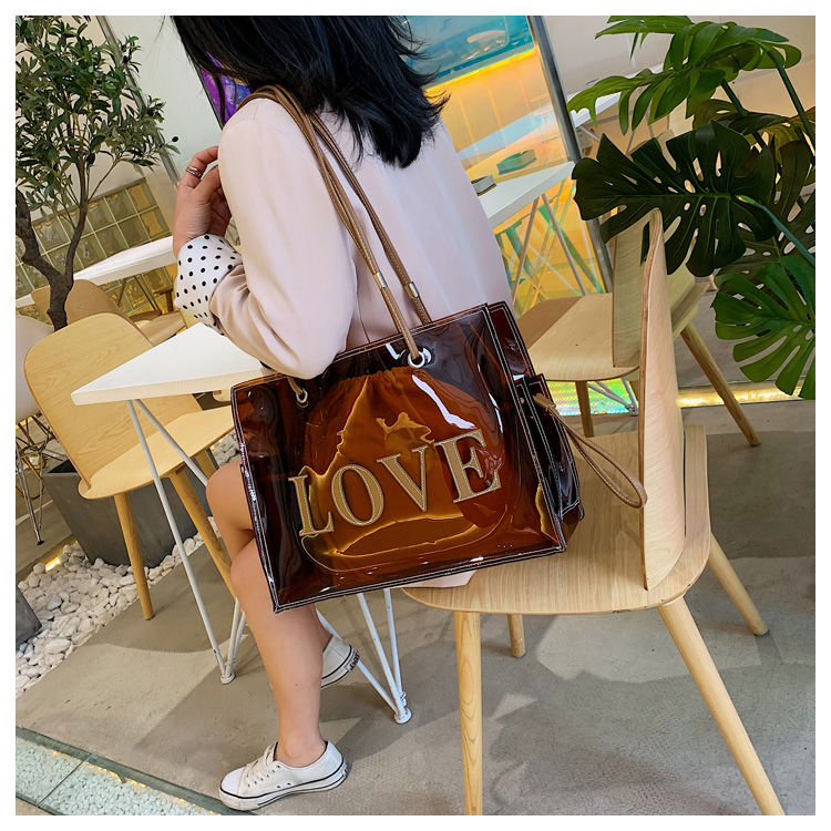 Stylish Transparent Tote for Women, Versatile PVC Shoulder Bag with Roomy Space_voghion.com