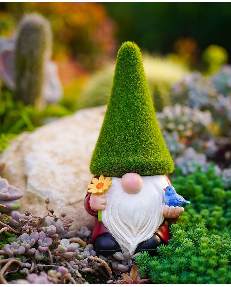 【Special Offer】Flocked Gnome Outdoor Garden Courtyard Dwarf Decoration Resin Craft Ornament_voghion.com