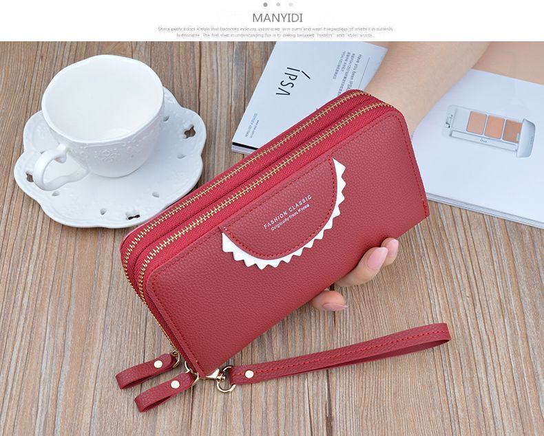 New Zipper Women's Long Handheld with Large Capacity Double Layer Wallet Fashion Mom Phone Bag_voghion.com