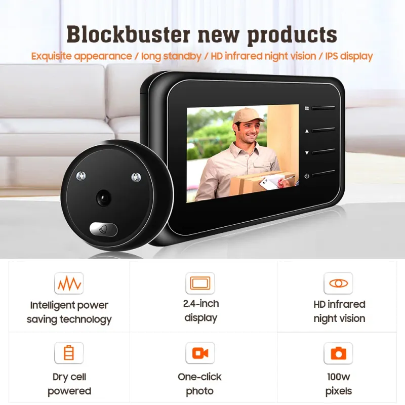 WiFi Doorbell Viewer Kamera Dier Peephole mat Wireless Monitor Live View Verfügbar Digital Night Vision Photo Shooting_voghion.com