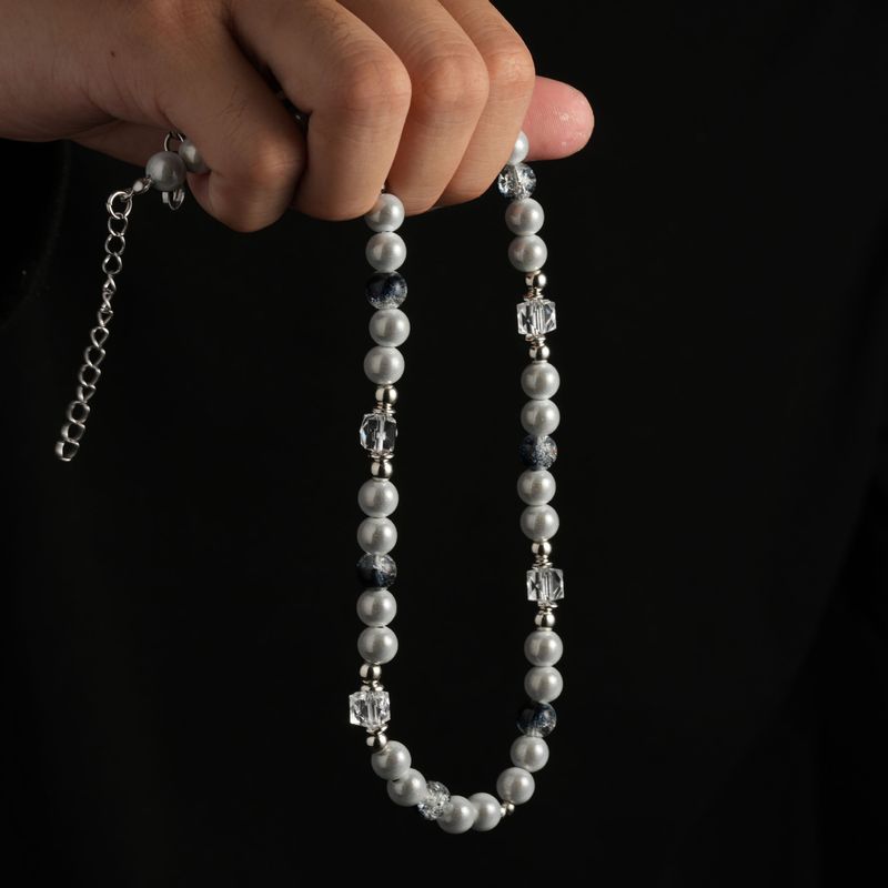 Colier de perle splicing pentru bărbați, oțel titan 2024, accesorii noi Ins Trendy Hip-hop, lanț versatil pentru pulover, femei_voghion.com