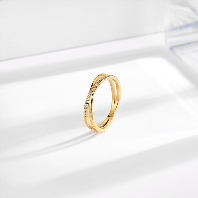 Anello da donna con croce e diamanti, in acciaio al titanio, design di nicchia femminile, anello di alta qualità in acciaio inossidabile, gioielli Red Tide_voghion.com
