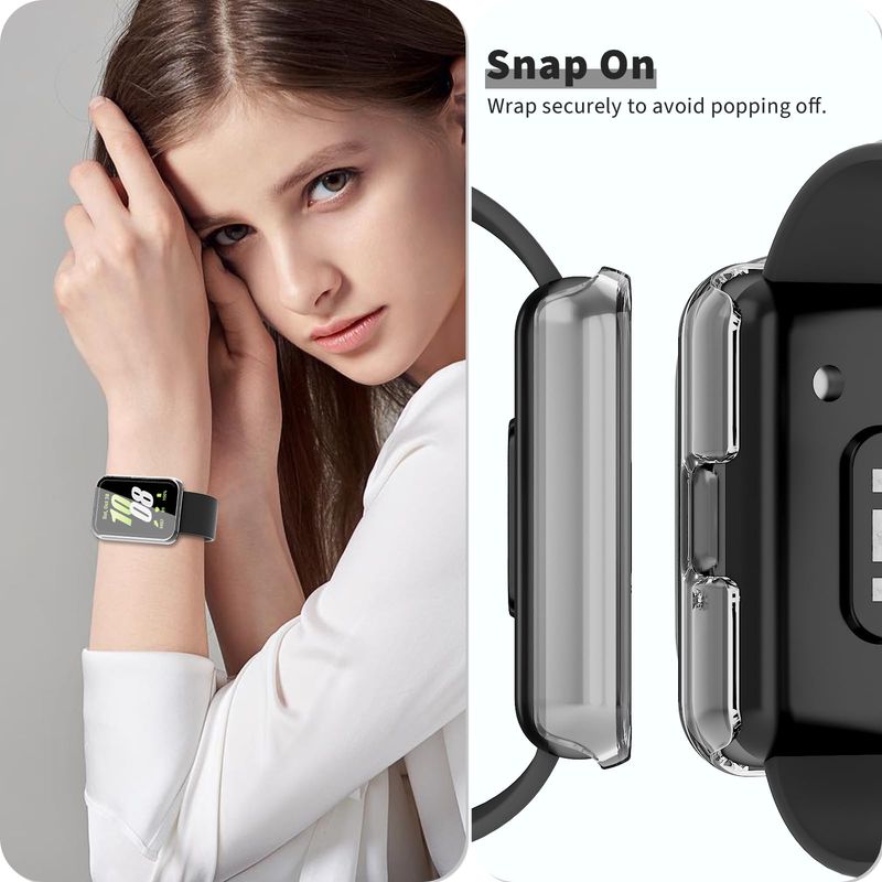 Samsung Galaxy Fit 3 Aksesuarları için Kılıf Her Yönüyle Çizilmez PC Çerçeve Tampon Temperli Cam Galaxy Fit3 Ekran Koruyucu_voghion.com