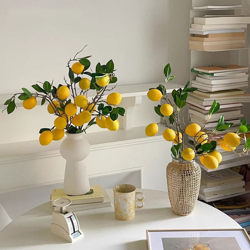 Branches de citron artificielles de style Ins, arrangement floral pour salon, décoration douce, art floral, plantes vertes artificielles, haut de gamme, réaliste_voghion.com