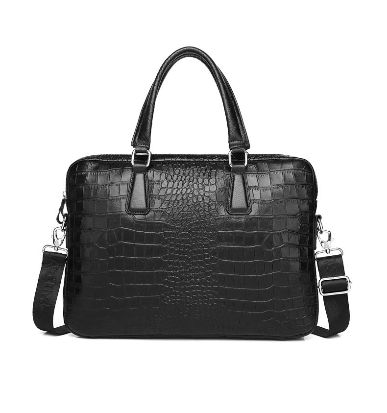 SCHLATUM Genuine Leather Crocodile Grain Briefcases Hard For Men 15.6 Inch Laptop Briefcase Bags Computer Bag Handbags_voghion.com