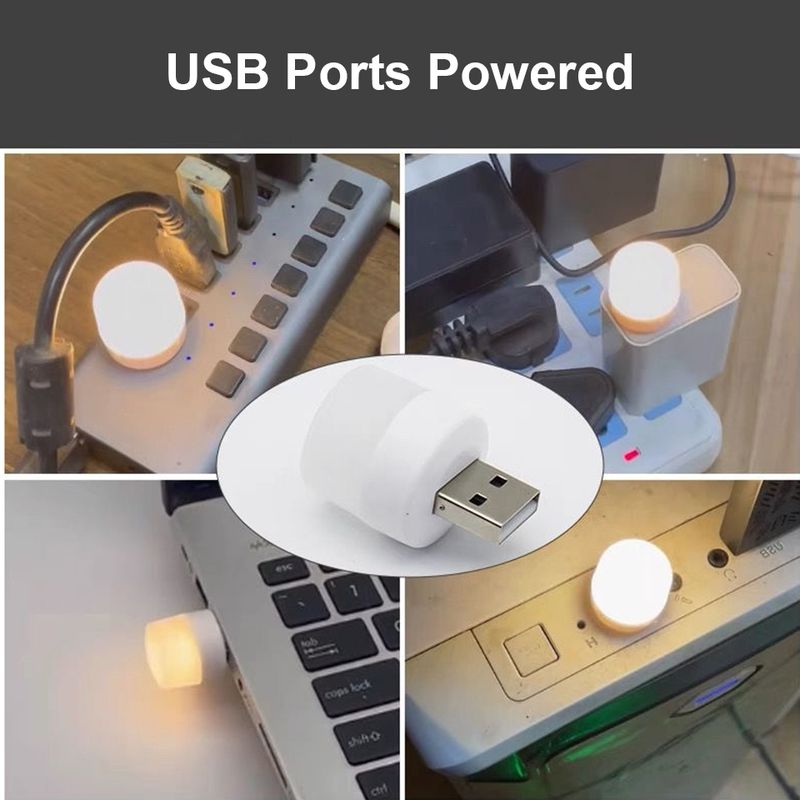 4 stücke USB Led Buch Licht Schreibtisch Leselampe Nachtlicht Kleine Tischlampe Für Laptop PC Power Bank 5 V Runde Weiß Mini Körper Energiesparende_voghion.com