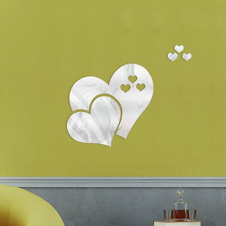 Home acrylic 3D self-adhesive Love mirror sticker DIY decorative painting background wall_voghion.com