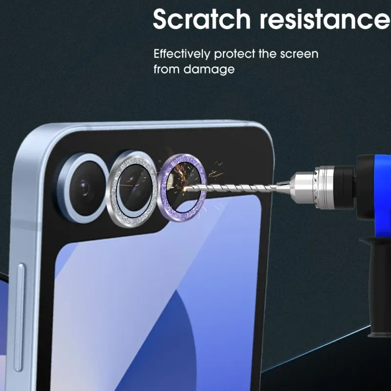 Bling Tiny Diamond Alloy Camera Glass Protector For Samsung Galaxy Z Flip 6 Flip5 ZFlip6 Glitter Metal Lens Ring Cap Locator_voghion.com