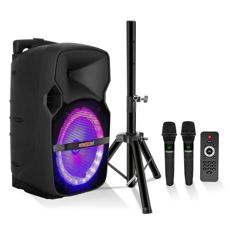 5 Core 10 Inch PA Portable Bluetooth Party Speaker Karaoke Boombox + 2 Wireless Mics : ACTIVE HOME 10 2-MIC_voghion.com