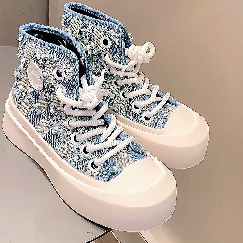 Sapatos de lona de alta qualidade femininos 2023 novo outono all-match respirável denim design sentido nicho super quente tênis casuais_voghion.com