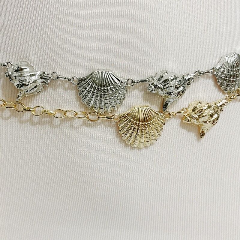 Catena per il corpo pesante artigianale in stile etnico bohémien, con conchiglia in metallo, da donna_voghion.com