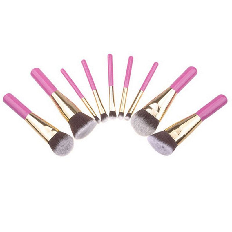 9-teiliges Reise-Make-up-Pinsel-Set, gelb oder rosa, kurzer Griff, Puder, Rouge, Lippenpinsel-Set, Beauty-Make-up-Tools_voghion.com