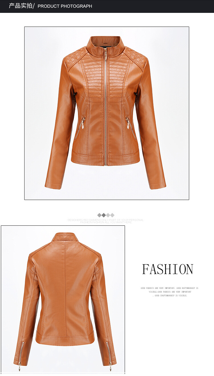 Women's Clothing Leather Jacket Leather Jacket Casual Spring and Autumn Coat_voghion.com