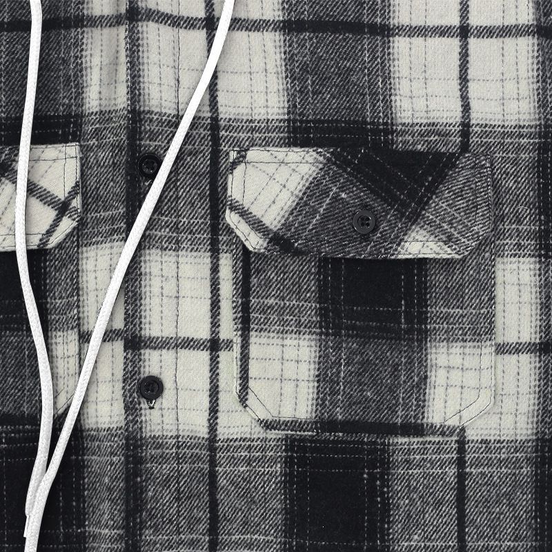2025 Spring New Loose Casual Flannel Jacquard Long Sleeve Hooded Plaid Shirt_voghion.com