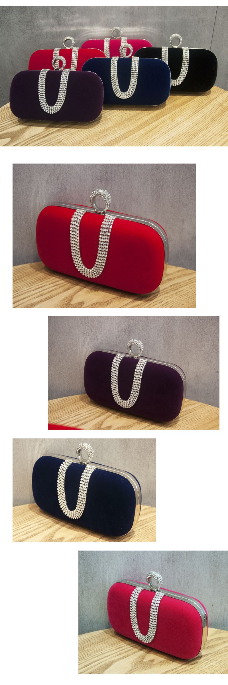 Borsa da pranzo in flanella con diamanti, borsa da banchetto in velluto nero, borsa cheongsam di alta qualità._voghion.com