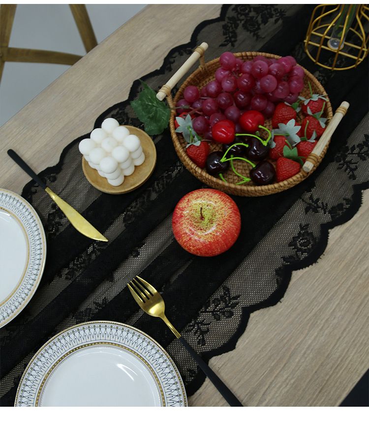 White Lace Table Runner Set - Elegant Cover For Coffee Table TV Stand Dresser & Shoe Cabinet_voghion.com