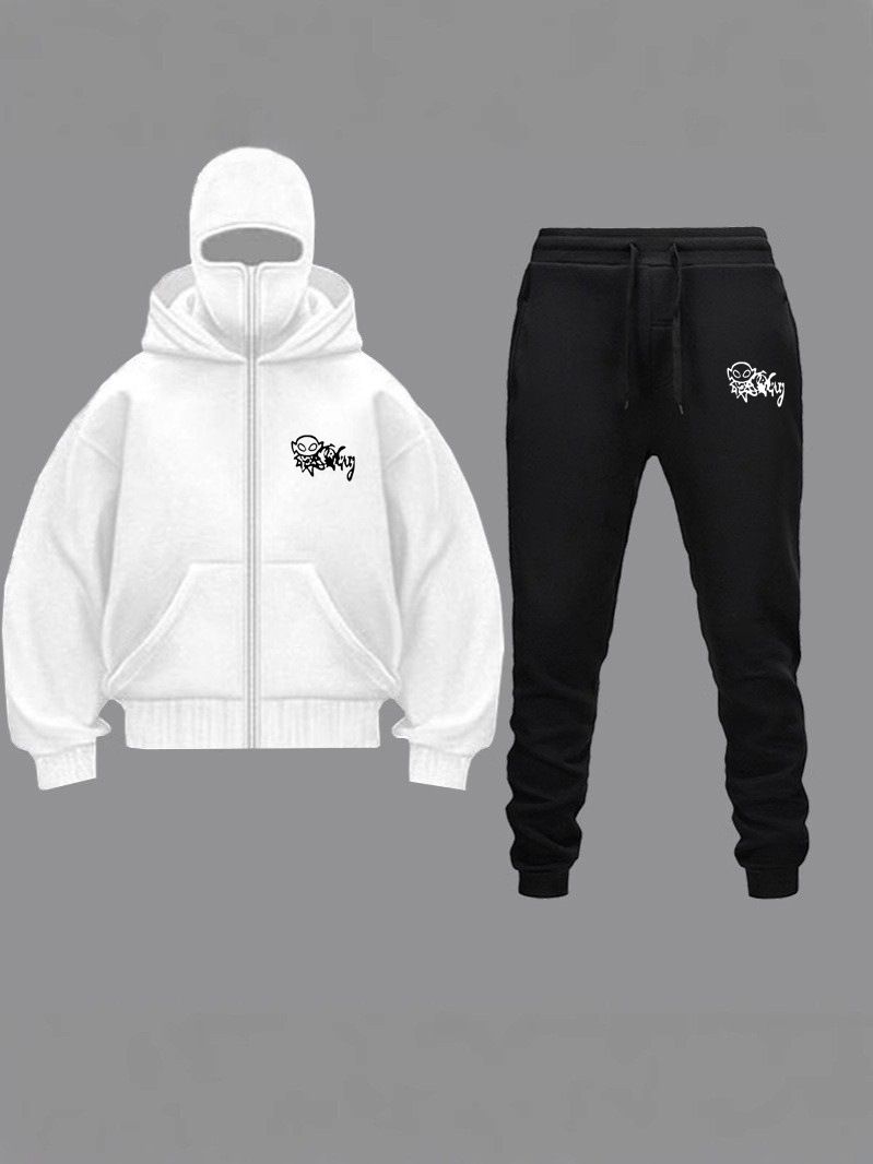 2025 New Double Hooded Sweatshirt DIY Unisex Autumn Winter Couple Zipper Hoodie Sweatpants Set_voghion.com