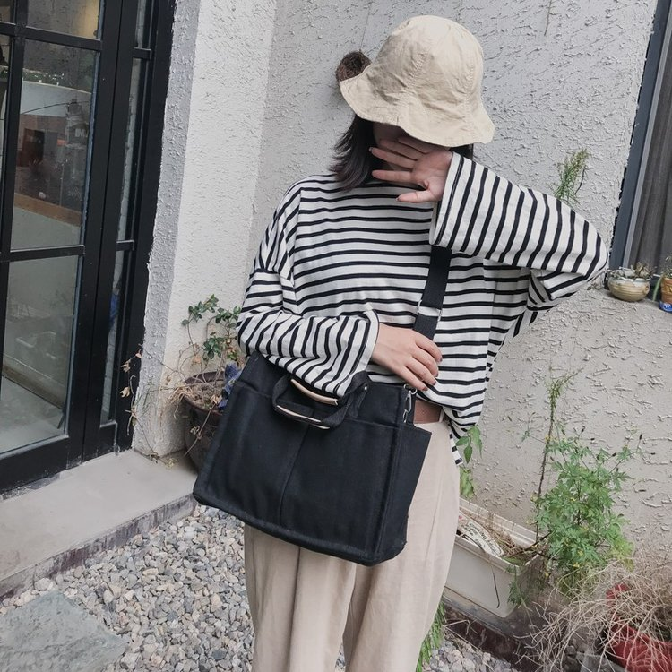 Pratica borsa a tracolla a spalla singola in tela multitasche per il tempo libero, moda autunno e inverno, nuova donna, di grande capacità_voghion.com