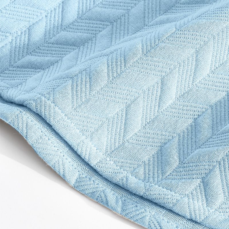 Men's Short-sleeved T-shirt Casual Jacquard Slim Breathable Lapel Short-sleeved Shirt_voghion.com